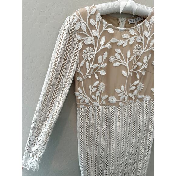IVY CITY CO White Embroidered Lace Dress Long Sleeve Modest Romantic NWT | Small - Picture 4 of 10